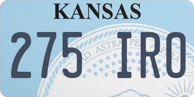 KS license plate 275IRO