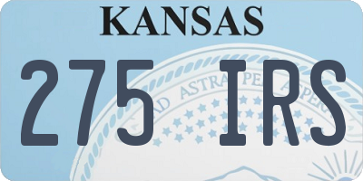 KS license plate 275IRS