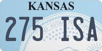 KS license plate 275ISA