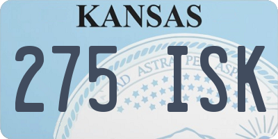 KS license plate 275ISK