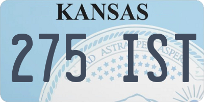 KS license plate 275IST