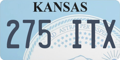 KS license plate 275ITX