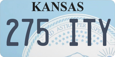 KS license plate 275ITY