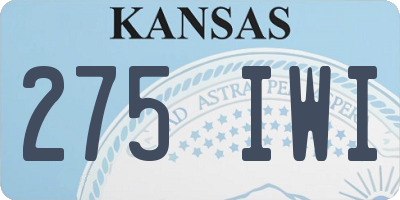 KS license plate 275IWI
