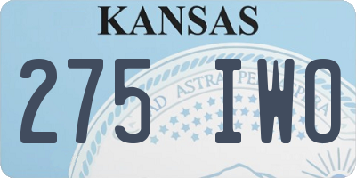 KS license plate 275IWO