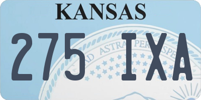 KS license plate 275IXA