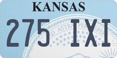 KS license plate 275IXI
