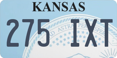 KS license plate 275IXT