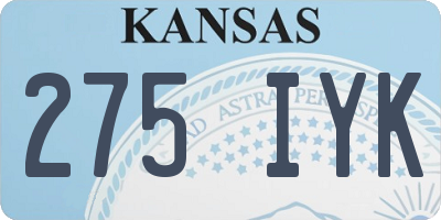 KS license plate 275IYK