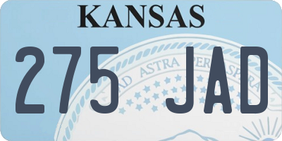 KS license plate 275JAD