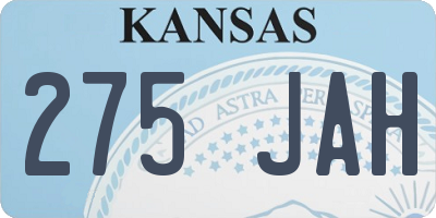 KS license plate 275JAH