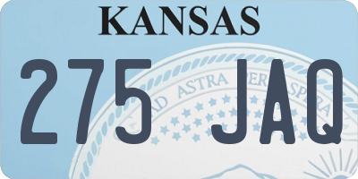 KS license plate 275JAQ