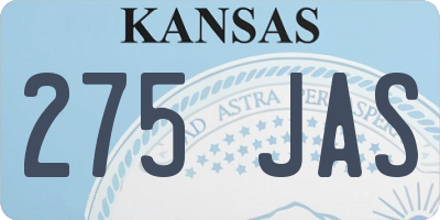 KS license plate 275JAS