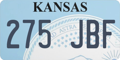 KS license plate 275JBF