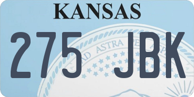 KS license plate 275JBK