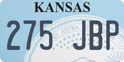 KS license plate 275JBP