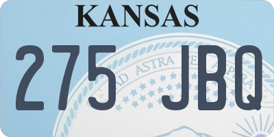 KS license plate 275JBQ