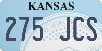 KS license plate 275JCS