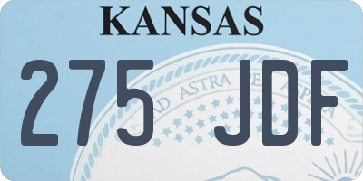 KS license plate 275JDF