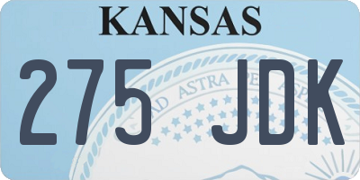KS license plate 275JDK