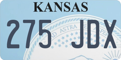 KS license plate 275JDX