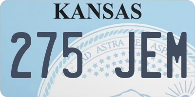 KS license plate 275JEM