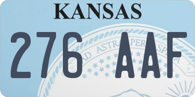 KS license plate 276AAF