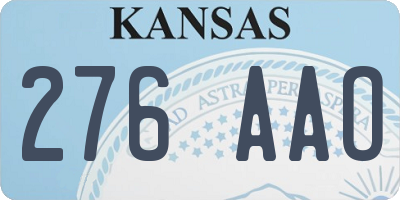 KS license plate 276AAO