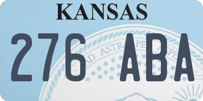 KS license plate 276ABA