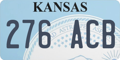 KS license plate 276ACB