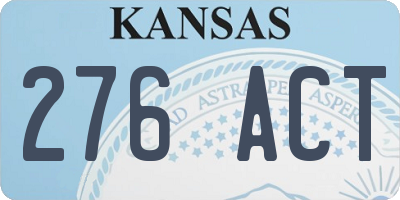 KS license plate 276ACT