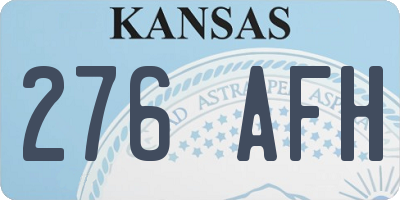 KS license plate 276AFH