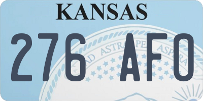 KS license plate 276AFO