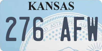 KS license plate 276AFW