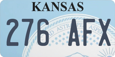 KS license plate 276AFX