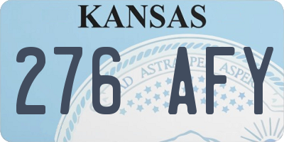 KS license plate 276AFY
