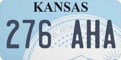 KS license plate 276AHA