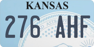 KS license plate 276AHF