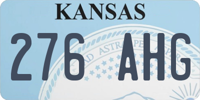 KS license plate 276AHG