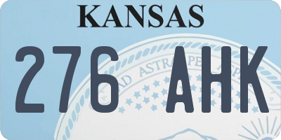 KS license plate 276AHK