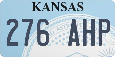 KS license plate 276AHP