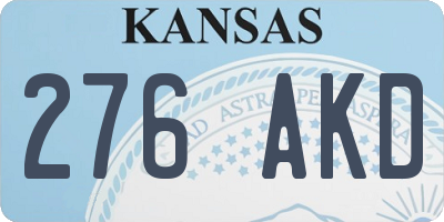 KS license plate 276AKD