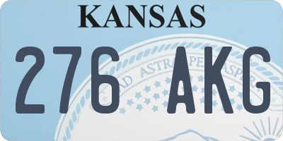 KS license plate 276AKG