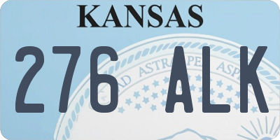 KS license plate 276ALK