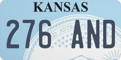 KS license plate 276AND