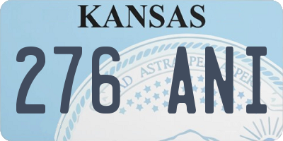 KS license plate 276ANI