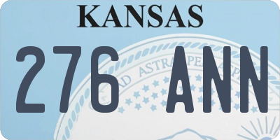 KS license plate 276ANN