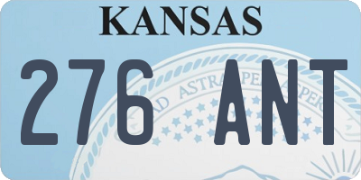 KS license plate 276ANT