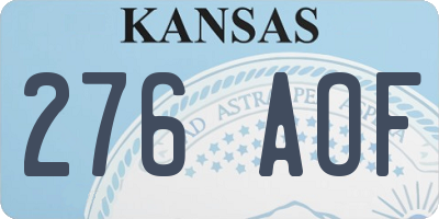 KS license plate 276AOF