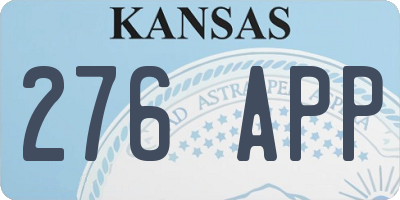 KS license plate 276APP